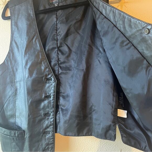 90s Wilsons Leather Classic Black 100% Leather Vest size Large EUC - Picture 5 of 15